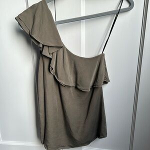 Club Monaco one shoulder olive green Blouse
